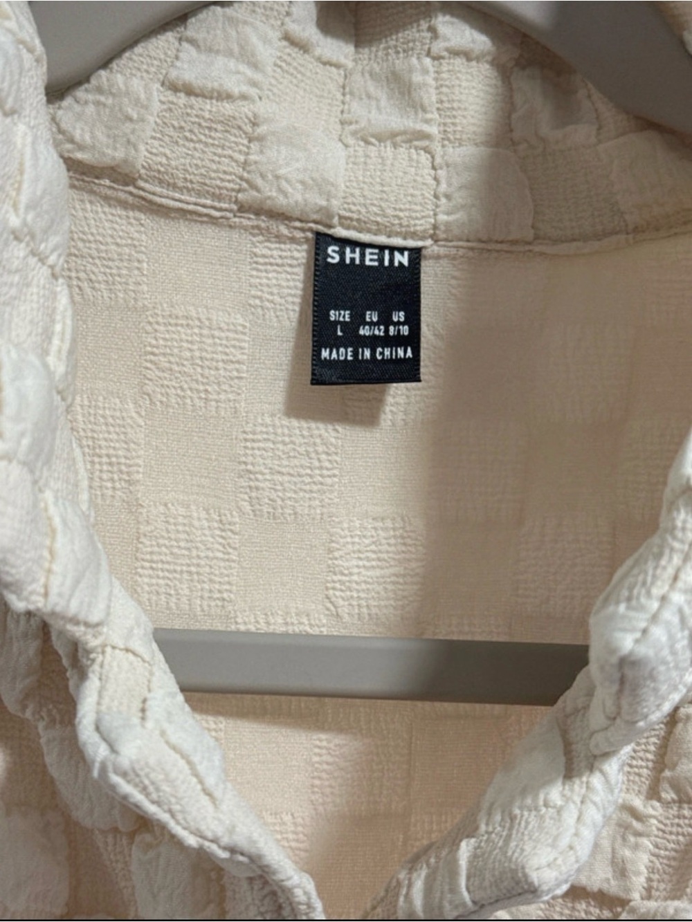 SHEIN Cream Textured Button-Down Shirt
